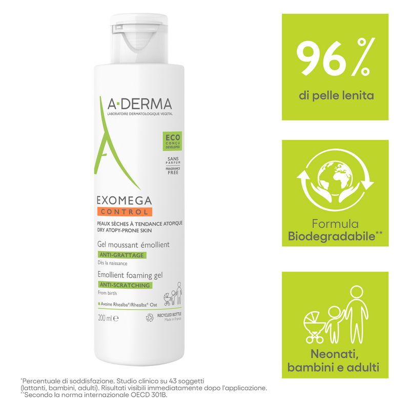A-Derma - Exomega Control Gel Moussant Émollient Anti-Grattage A-Derma - Exomega Control Gel Moussant Émollient Anti-Grattage