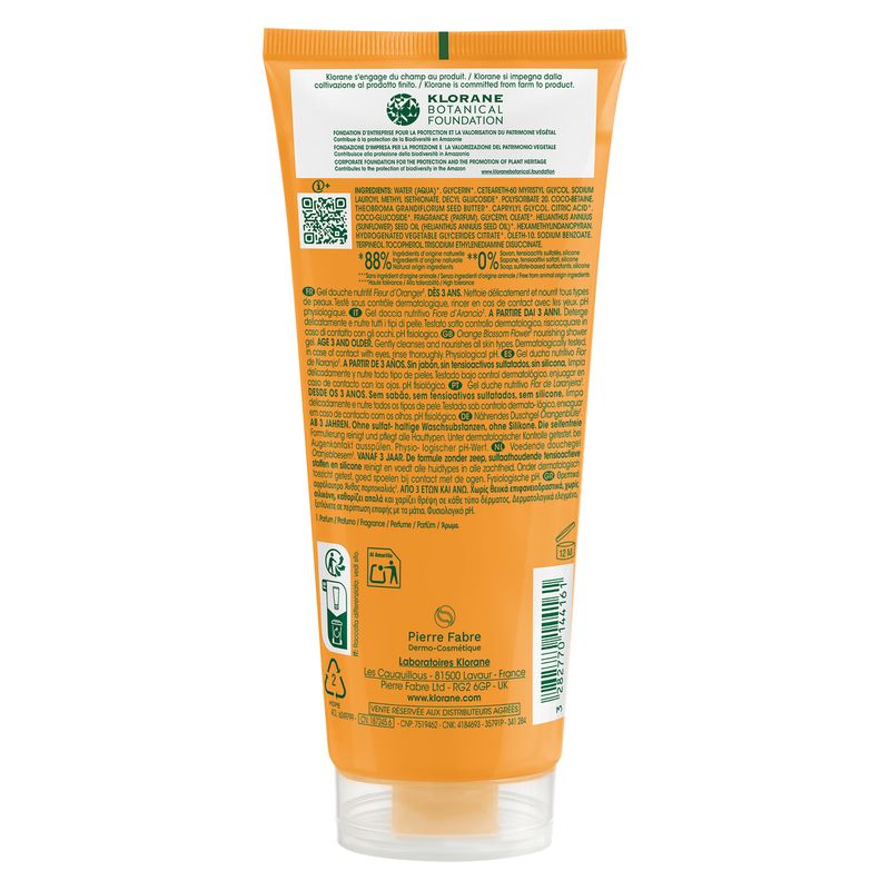 KLORANE - Gel Doccia Nutritivo Fiori D'arancio
