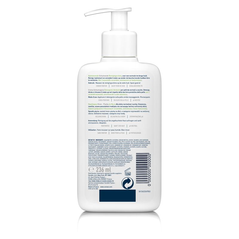 CERAVE - Detergente Crema-Schiuma Idratante Per Pelli Da Normali A Secche CERAVE - Detergente Crema-Schiuma Idratante Per Pelli Da Normali A Secche