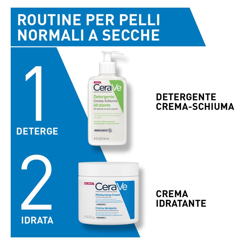 CERAVE - Detergente Crema-Schiuma Idratante Per Pelli Da Normali A Secche CERAVE - Detergente Crema-Schiuma Idratante Per Pelli Da Normali A Secche
