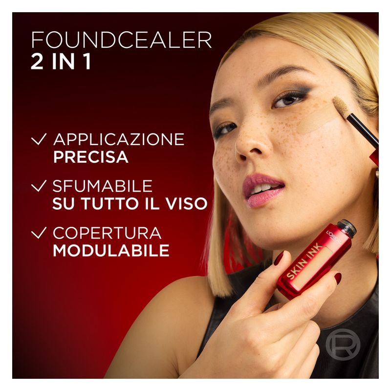 L'Oréal Infaillible Skin Ink, Correttore e Fondotinta 2-in-1, 40 - LIGHT WARM, 15 ml, Lunga Tenuta, Finish Morbido e Opaco, Waterproof