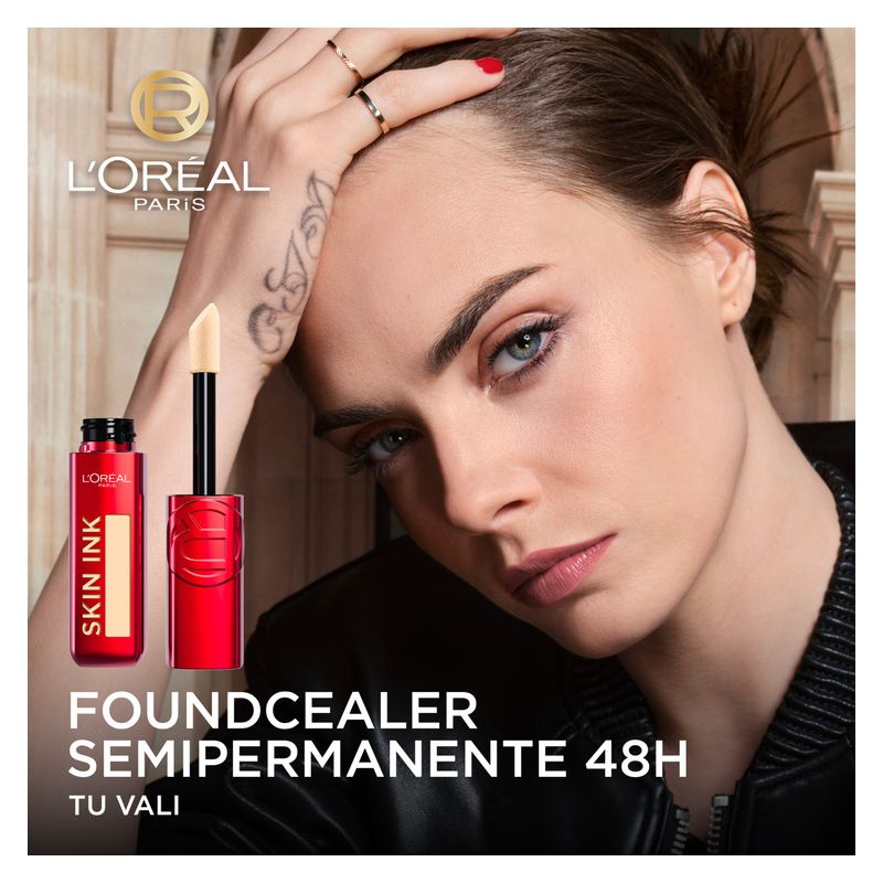 L'Oréal Paris Infaillible Skin Ink, Correttore Liquido Lunga Tenuta, 15 ml, Colore 290 Medium Warm, Finish Opaco, Fondotinta 2-in-1 Alta Coprenza