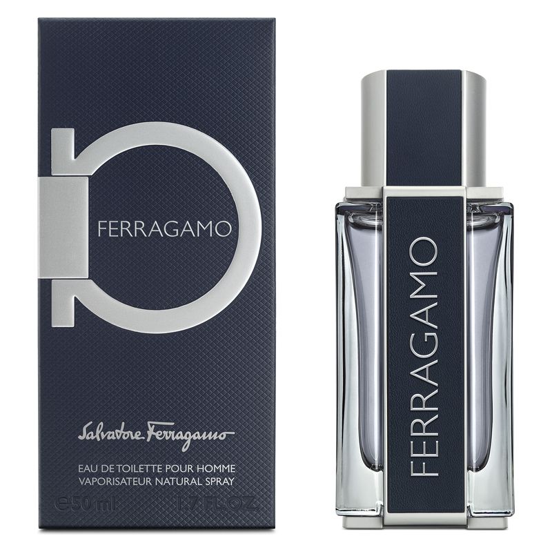 Salvatore Ferragamo Ferragamo Pour Homme, Eau de Toilette Uomo, 50 ml Spray, Profumo maschile aromatico e legnoso con note di cuoio e violetta