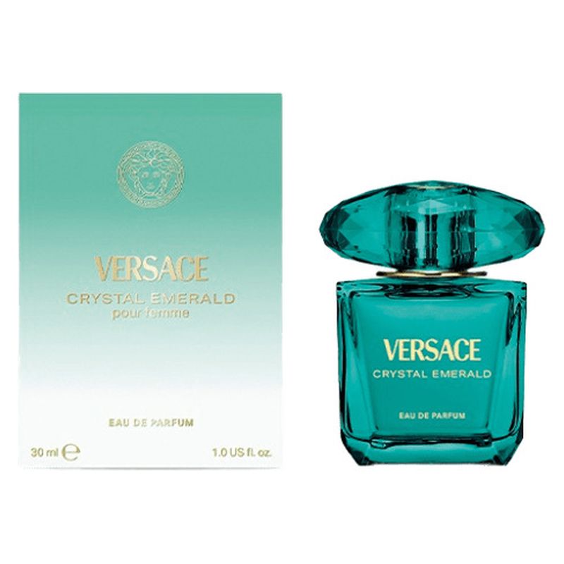 Versace Crystal Emerald, Eau de Parfum Donna, 30 ml Spray, Profumo Floreale Fruttato con Note di Bergamotto, Rosa e Muschio Bianco