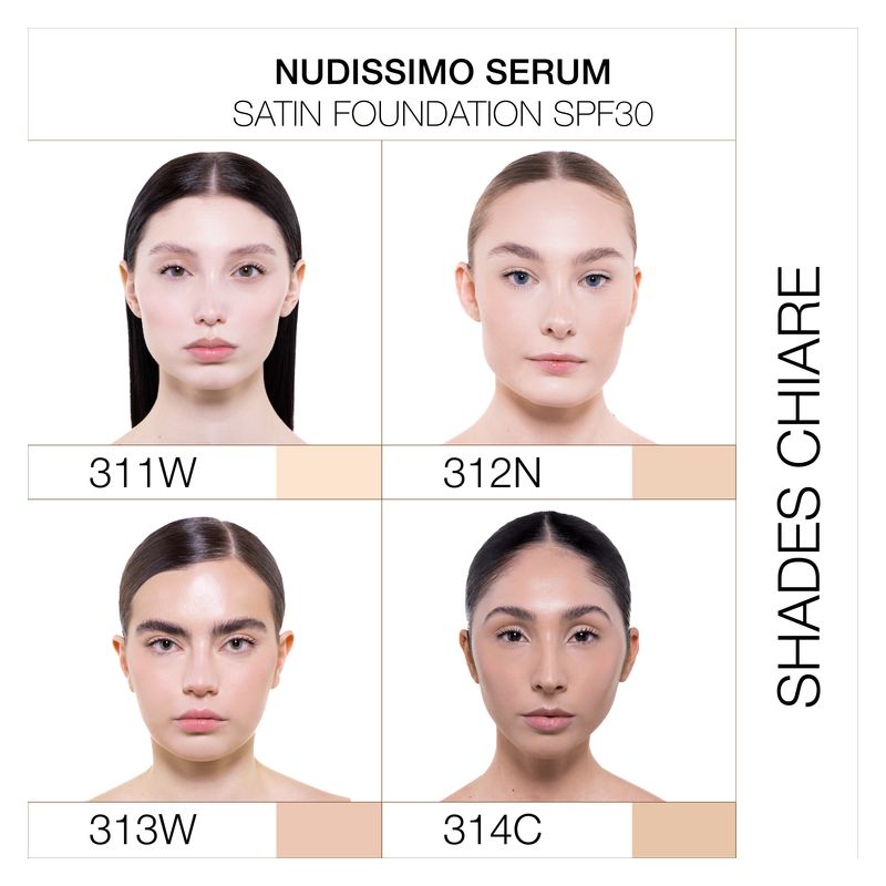 Diego dalla Palma Nudissimo Serum Satin Foundation SPF 30, Fondotinta Fluido Idratante e Protettivo, Colore 311W Avorio, 30 ML, Lunga Tenuta