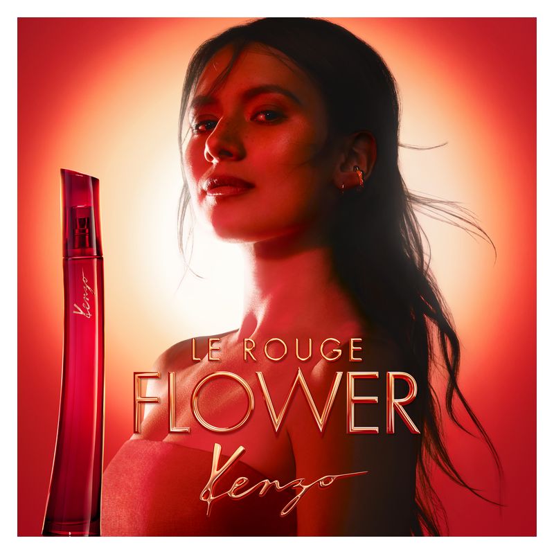 Kenzo Flower Le Rouge, Eau de Parfum Donna, 50 ml Spray, Profumo floreale gourmand intenso e sensuale con Muschi, Rosa Damascena e Vaniglia