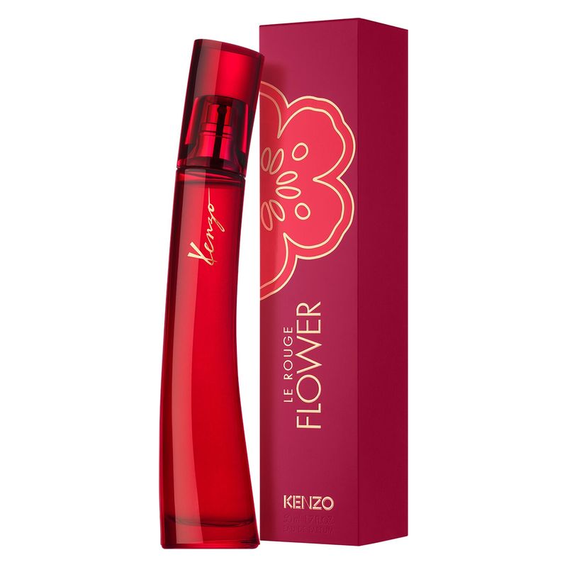 Kenzo Flower Le Rouge, Eau de Parfum Donna, 50 ml Spray, Profumo floreale gourmand intenso e sensuale con Muschi, Rosa Damascena e Vaniglia