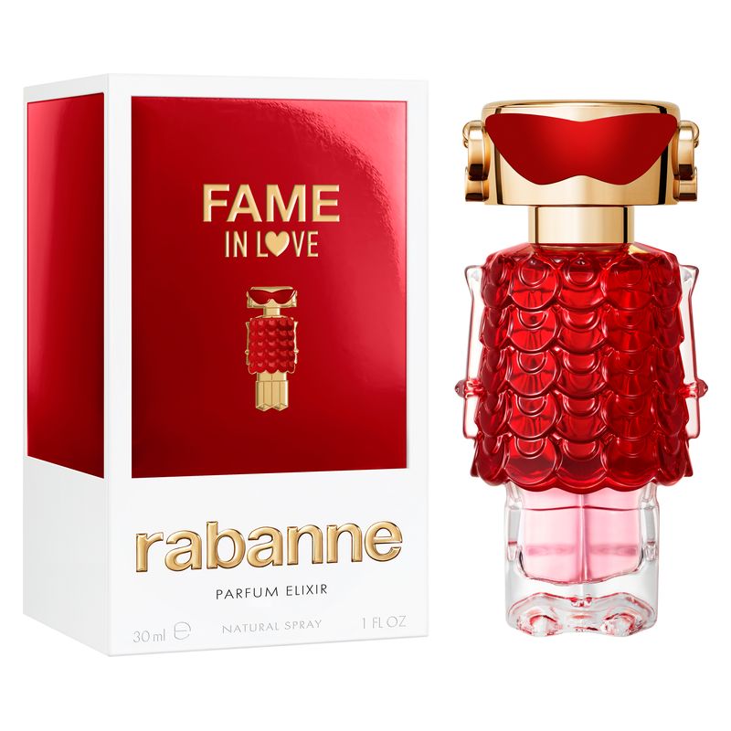 Rabanne Fame In Love, Parfum Elixir Donna, 30 ml Spray, Profumo Floreale Fruttato con note di Fragola, Gelsomino e Vaniglia, Intenso e a Lunga Durata
