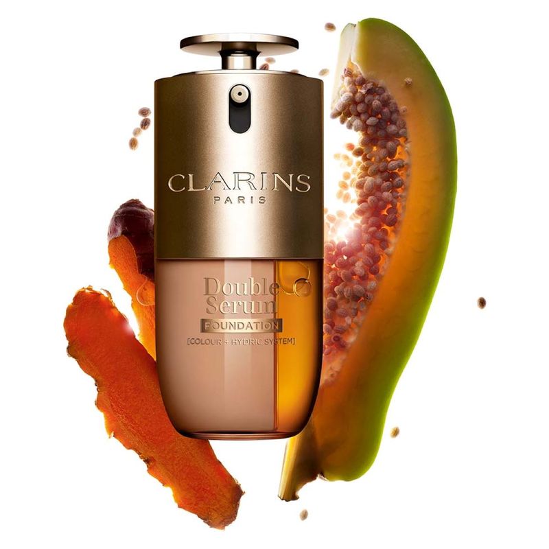 Clarins Double Serum Foundation, Fondotinta Fluido Idratante e Illuminante, Colore M3C, 30 ml, Finish Satinato, Trattamento anti-età e lunga tenuta