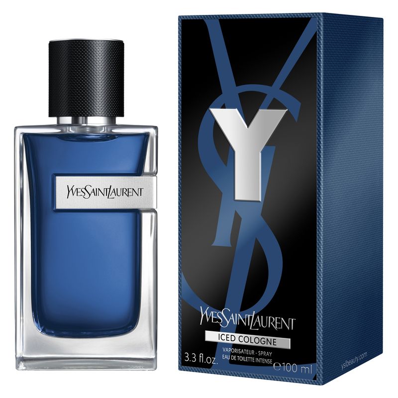 Yves Saint Laurent Y Iced Cologne, Eau de Toilette Intense Uomo, 100 ml Spray, Profumo maschile aromatico fougère con Menta e Patchouli, Lunga durata