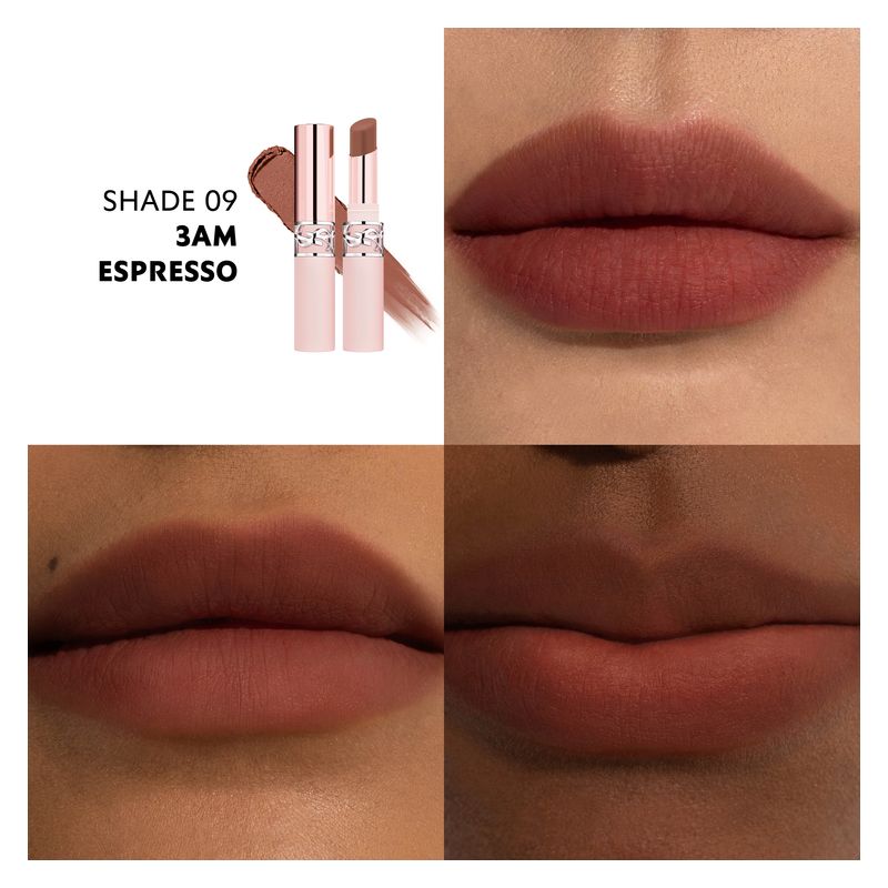 Yves Saint Laurent Lovenude Lip Blusher, Balsamo Labbra Effetto Mat Sfumato Donna, 3 g, Colore 9 - 3AM ESPESSO, Rossetto Nude Idratante a Lunga Tenuta