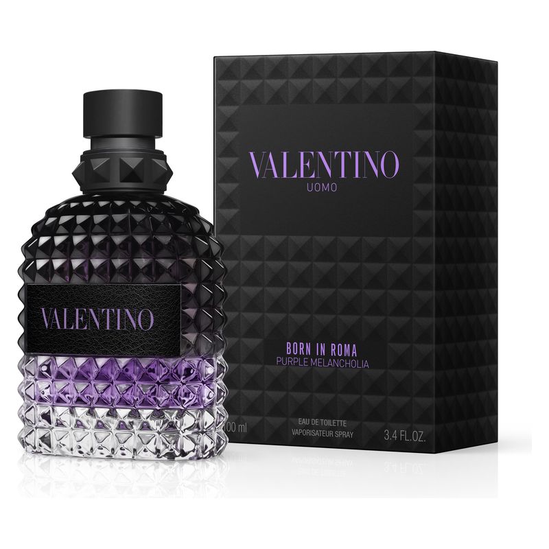 Valentino Born In Roma Uomo Purple Melancholia, Eau de Toilette Uomo, 100 ml Spray, Profumo Ambrato Legnoso con Note di Cocco e Cardamomo