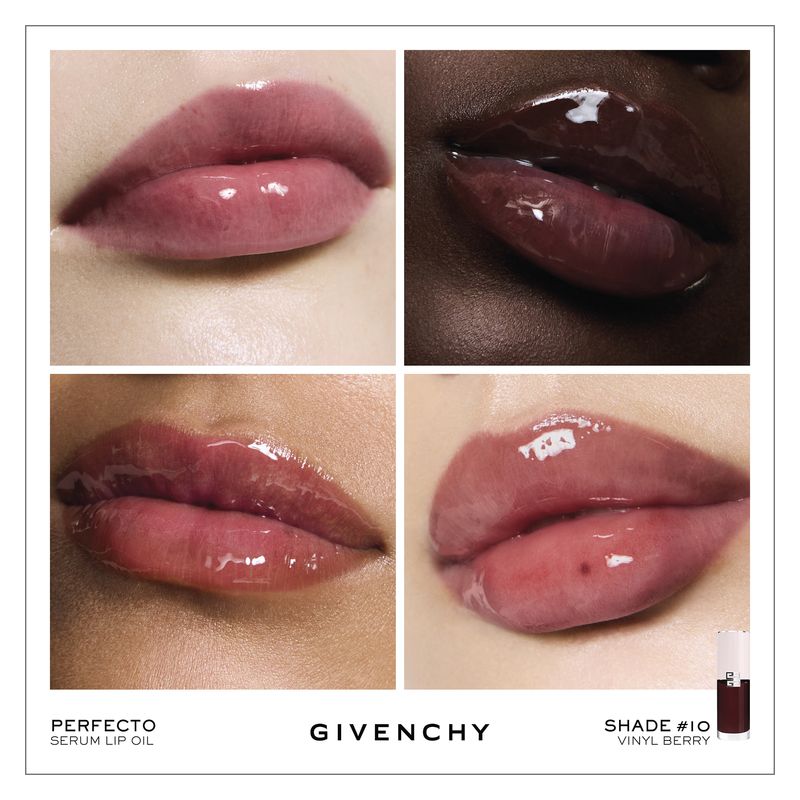 Givenchy Perfecto Serum Lip Oil, Olio Labbra Rimpolpante Donna, 7.5 ml, 10 Vinyl Berry, Siero Idratante con Olio di Rosa, Effetto Volumizzante