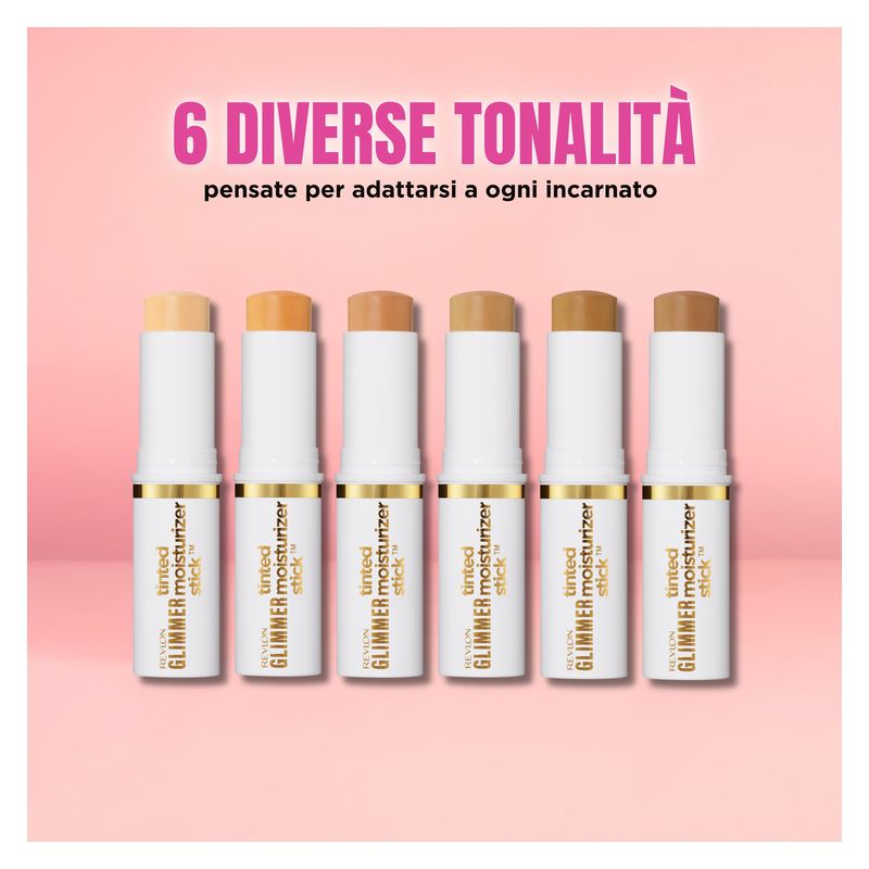 Revlon Tinted Glimmer Moisturizer Stick, Fondotinta Idratante Illuminante, Colore 130 Medium Cool, Coprenza Modulabile, Finish Radioso, Lunga Tenuta