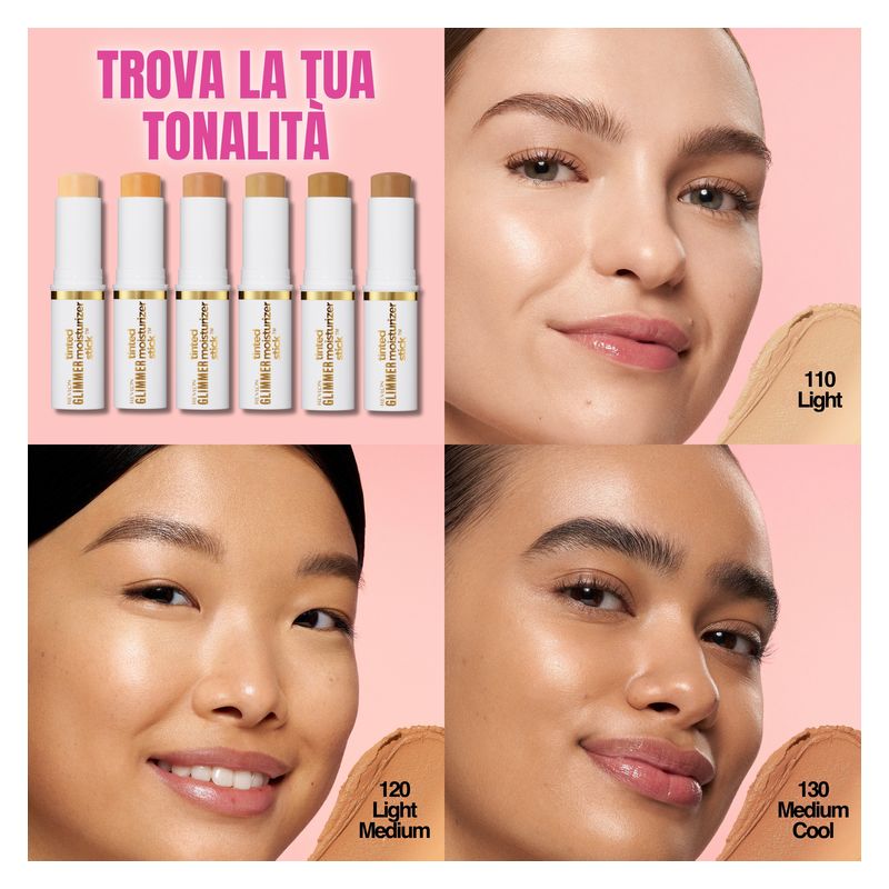 Revlon Tinted Glimmer Moisturizer Stick, Fondotinta Idratante 140 Medium Warm, 8.9 g, BB Cream per Viso con Finish Luminoso e Coprenza Modulabile