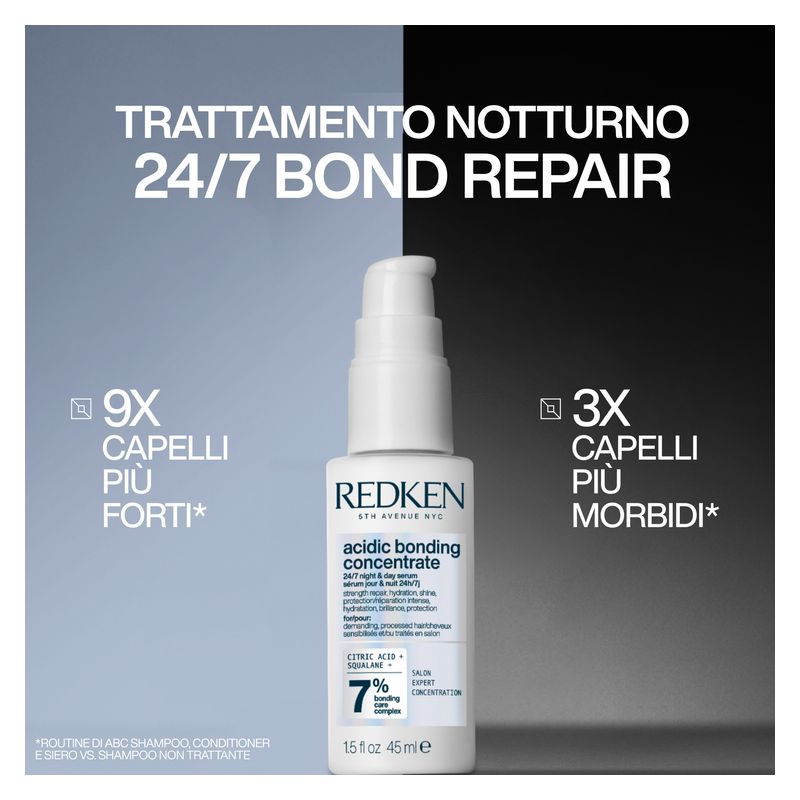 REDKEN - ACIDIC BONDING CONCENTRATE 24/7 NIGHT & DAY SERUM 45ML - SIERO PROTETTORE E RIPARATORE