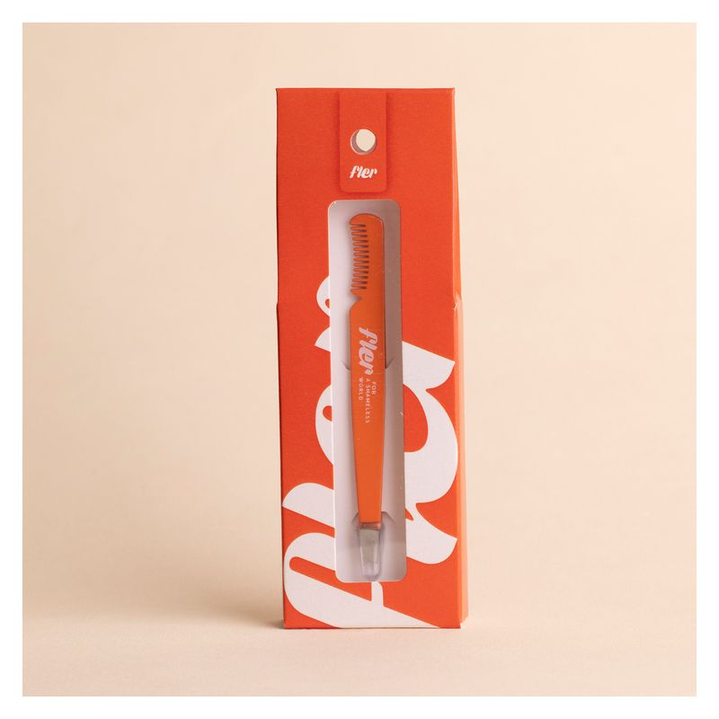FLER - EYEBROW TWEEZER WITH COMB ORANGE