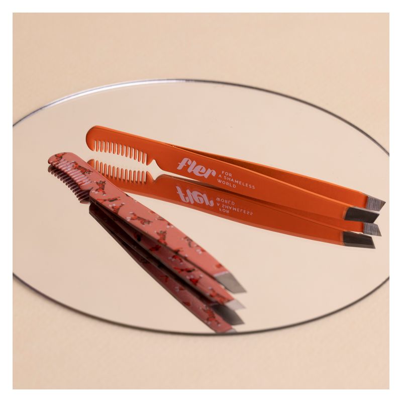 FLER - EYEBROW TWEEZER WITH COMB TIGERS