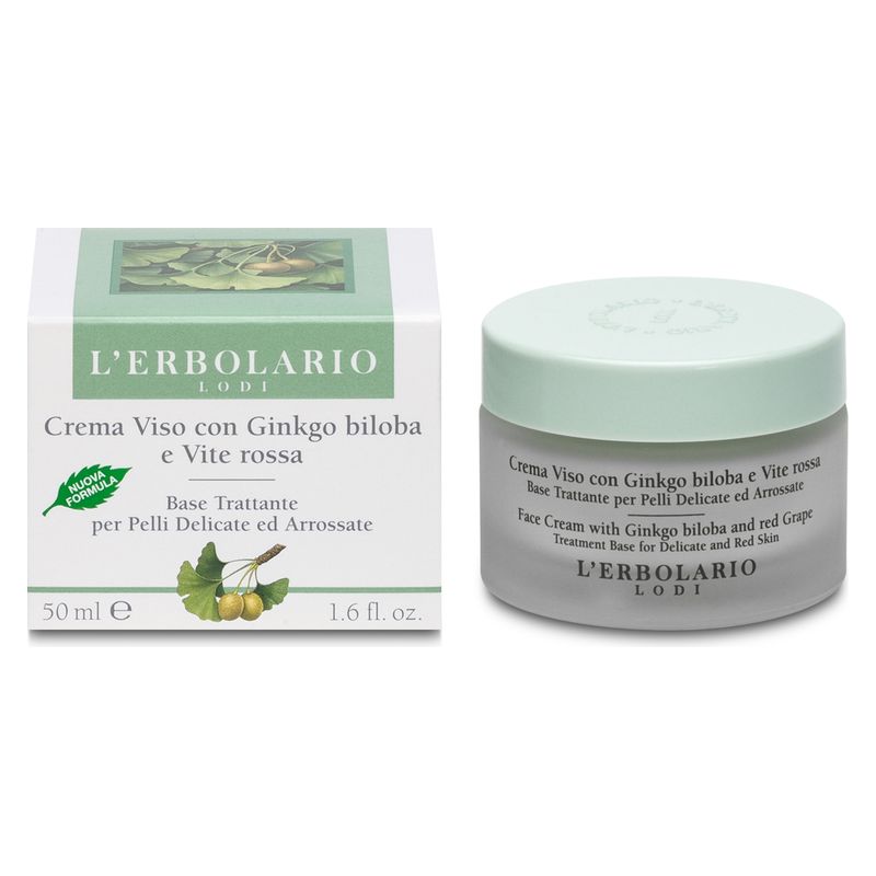 L'Erbolario - CREMA VISO CON GINKGO BILOBA E VITE ROSSA - BASE TRATTANTE PER PELLI DELICATE ED ARROSSATE L'Erbolario - CREMA VISO CON GINKGO BILOBA E VITE ROSSA - BASE TRATTANTE PER PELLI DELICATE ED ARROSSATE