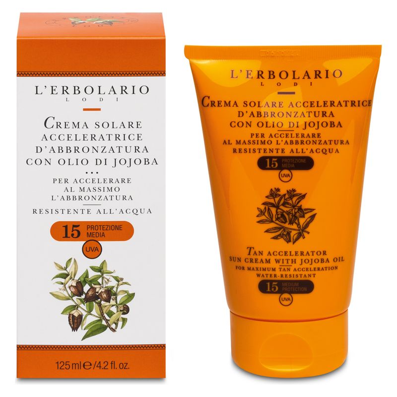 L'Erbolario - CREMA SOLARE ACCELERATRICE D'ABBRONZATURA CON OLIO DI JOJOBA SPF 15 L'Erbolario - CREMA SOLARE ACCELERATRICE D'ABBRONZATURA CON OLIO DI JOJOBA SPF 15