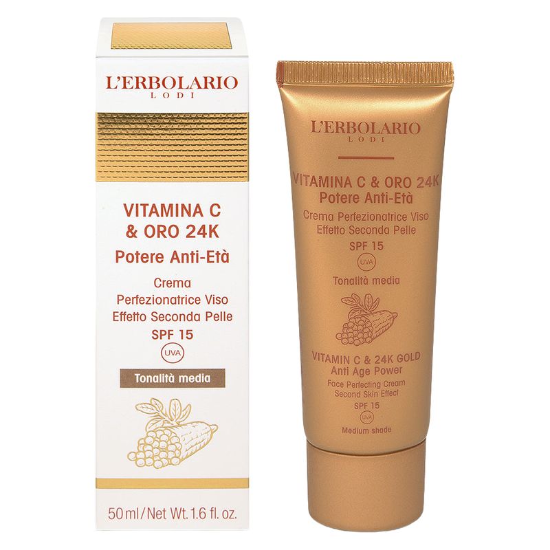 L'Erbolario - VITAMINA C & ORO 24K POTERE ANTI-ETà CREMA PERFEZIONATRICE VISO SPF 15 TONALITà MEDIA L'Erbolario - VITAMINA C & ORO 24K POTERE ANTI-ETà CREMA PERFEZIONATRICE VISO SPF 15 TONALITà MEDIA