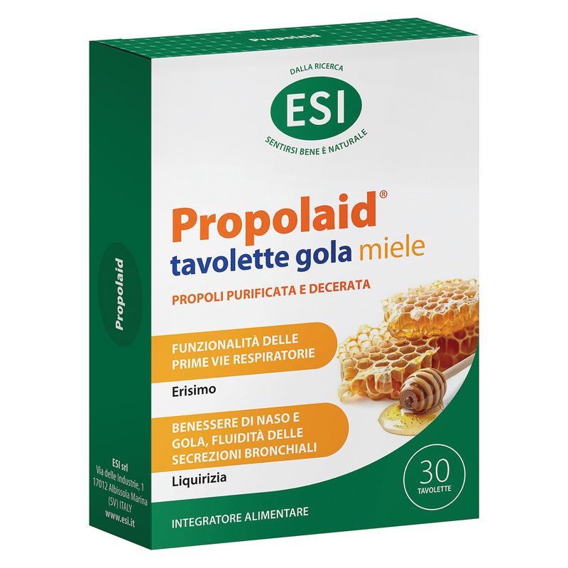ESI - PROPOLAID TAVOLETTE GOLA MIELE INTEGRATORE ALIMENTARE ESI - PROPOLAID TAVOLETTE GOLA MIELE INTEGRATORE ALIMENTARE