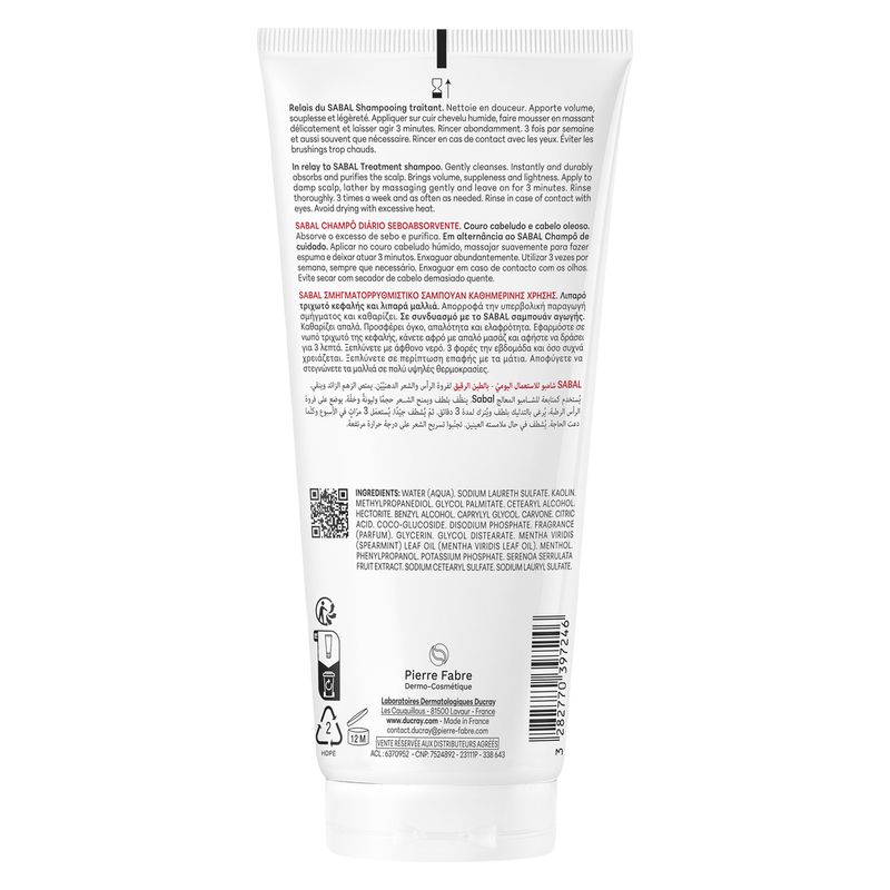 DUCRAY - SABAL ARGEAL SHAMPOOING QUOTIDIEN SéBO-ABSORBANT DUCRAY - SABAL ARGEAL SHAMPOOING QUOTIDIEN SéBO-ABSORBANT