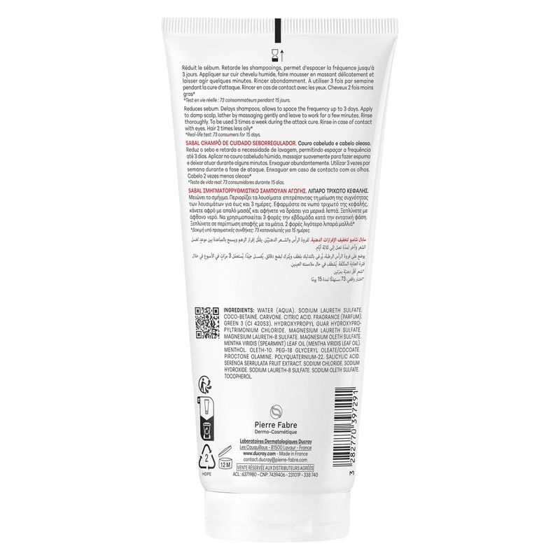 DUCRAY - SABAL SHAMPOOING TRAITANT SéBO-RéGULATEUR DUCRAY - SABAL SHAMPOOING TRAITANT SéBO-RéGULATEUR