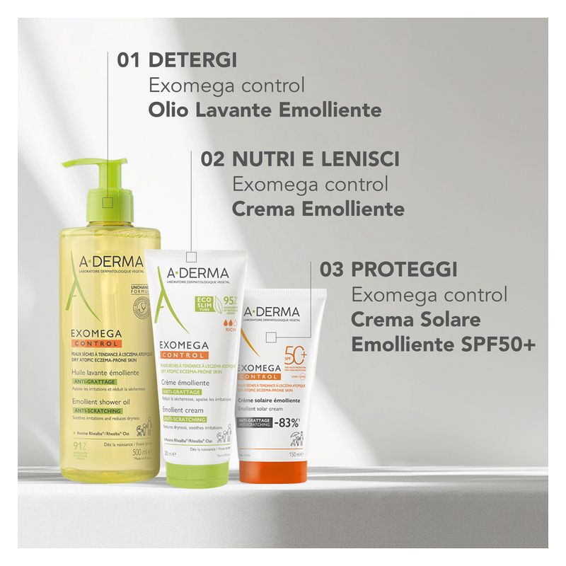A-Derma - EXOMEGA CONTROL CRèME SOLAIRE éMOLLIENTE SPF 50+