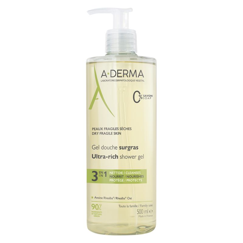 A-Derma - GEL DOUCHE SURGRAS 3 EN 1 A-Derma - GEL DOUCHE SURGRAS 3 EN 1