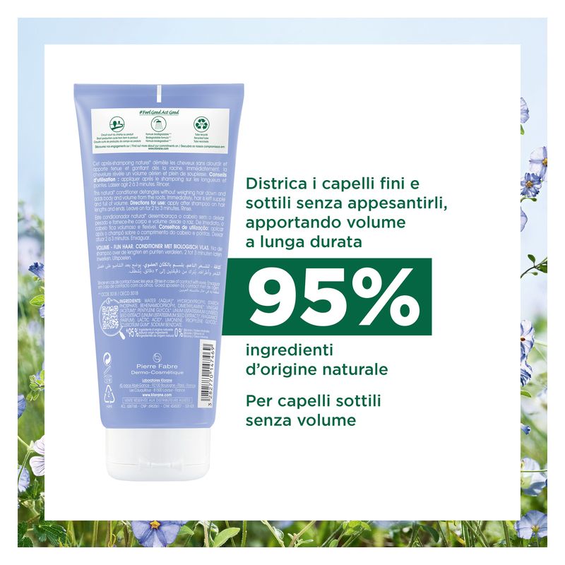 KLORANE - VOLUME APRèS-SHAMPOING GAINANT & VOLUMISANT KLORANE - VOLUME APRèS-SHAMPOING GAINANT & VOLUMISANT