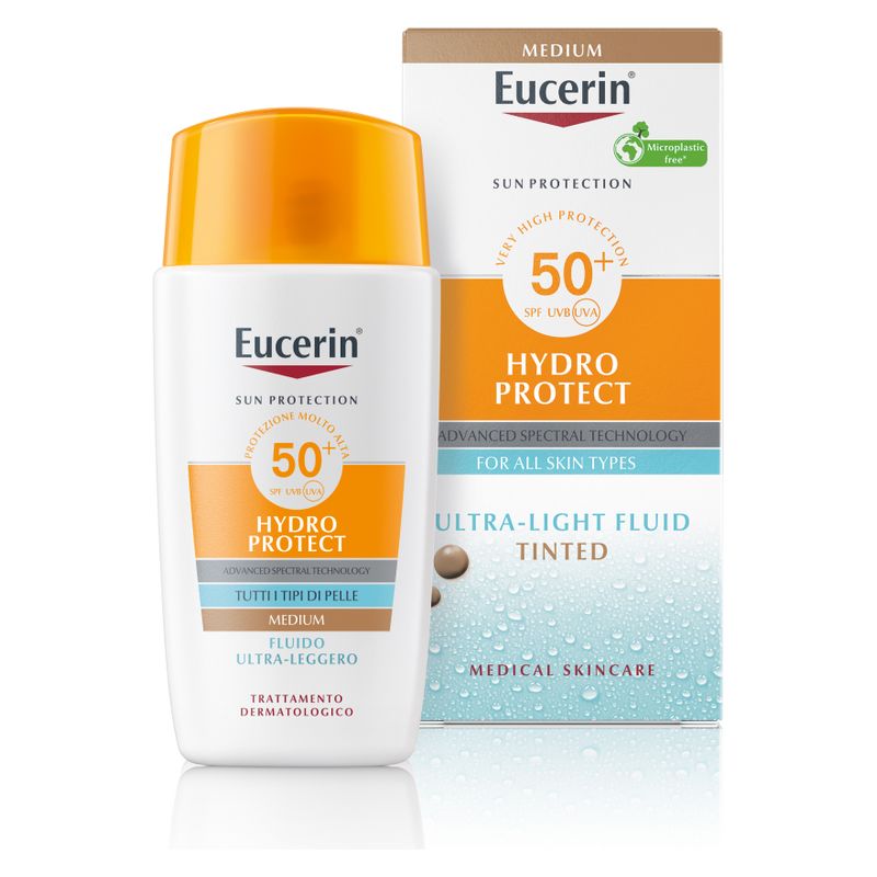 Eucerin - SUN PROTECTION HYDRO PROTECT FLUIDO ULTRA-LIGHT FLUID TINTED MEDIUM SPF 50+ Eucerin - SUN PROTECTION HYDRO PROTECT FLUIDO ULTRA-LIGHT FLUID TINTED MEDIUM SPF 50+