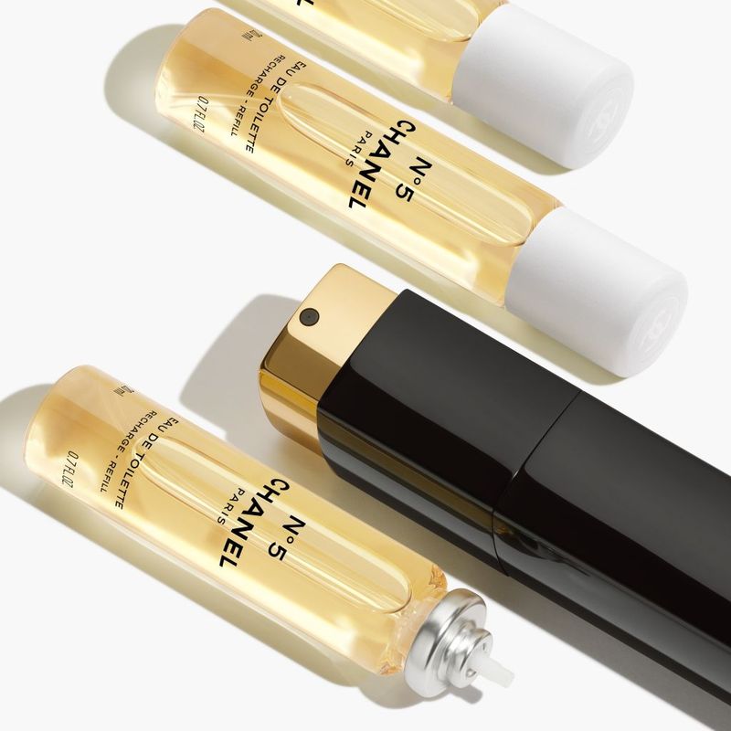 CHANEL N°5, Eau de Toilette Twist and Spray, Donna, 60 ml (3x20 ml Ricariche), Profumo iconico ricaricabile, Fragranza Floreale Aldeidico