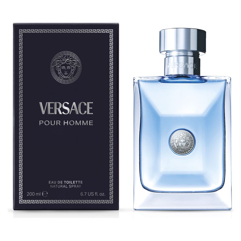 Versace Pour Homme, Eau de Toilette Uomo, 200 ml Spray, Profumo maschile aromatico fougère, Agrumato e legnoso