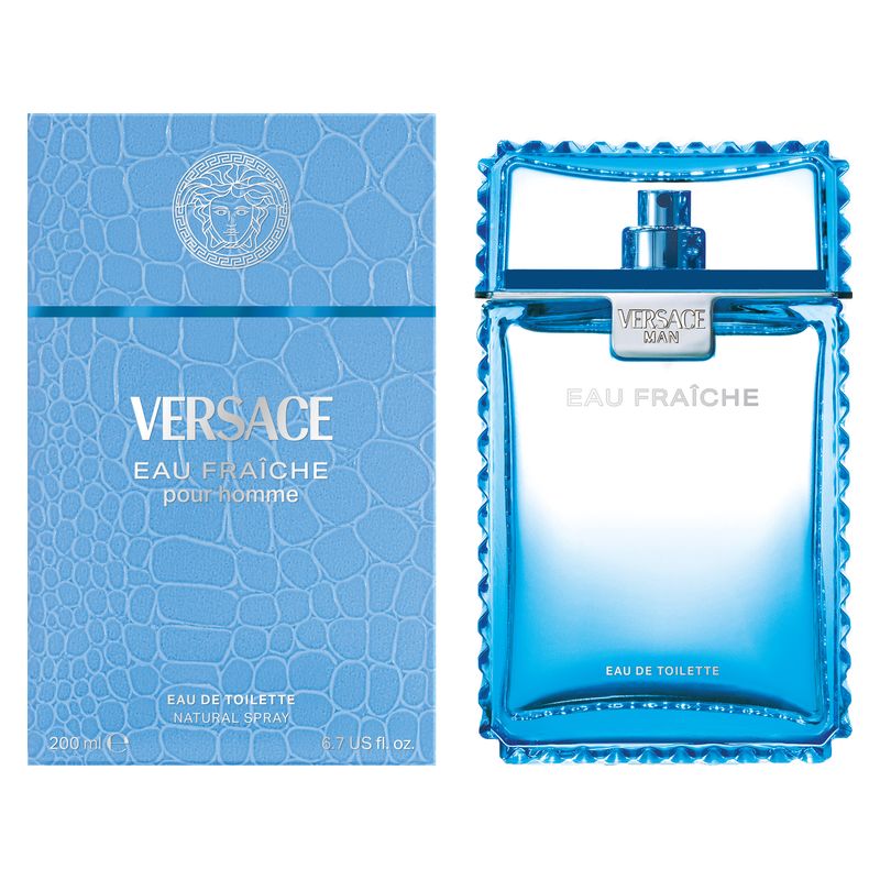 Versace Man Eau Fraîche, Eau de Toilette Uomo, 200 ml Spray, Profumo Maschile Legnoso Acquatico, Fresco ed Elegante per l'Uomo Moderno