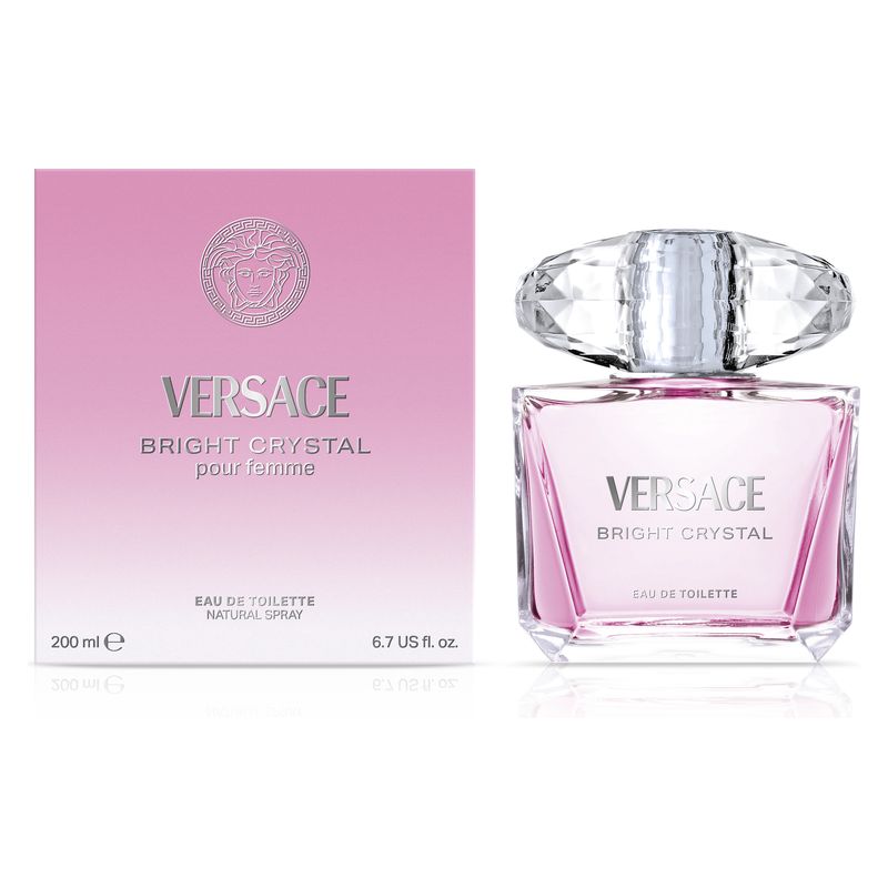 Versace Bright Crystal, Eau de Toilette Donna, 200 ml Spray, Profumo Floreale Fruttato con note di Yuzu, Melograno, Peonia e Magnolia