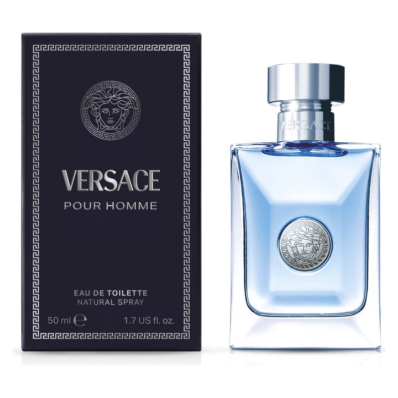Versace Pour Homme, Eau de Toilette Uomo, 50 ml Spray, Profumo maschile aromatico fougère con note agrumate e legnose